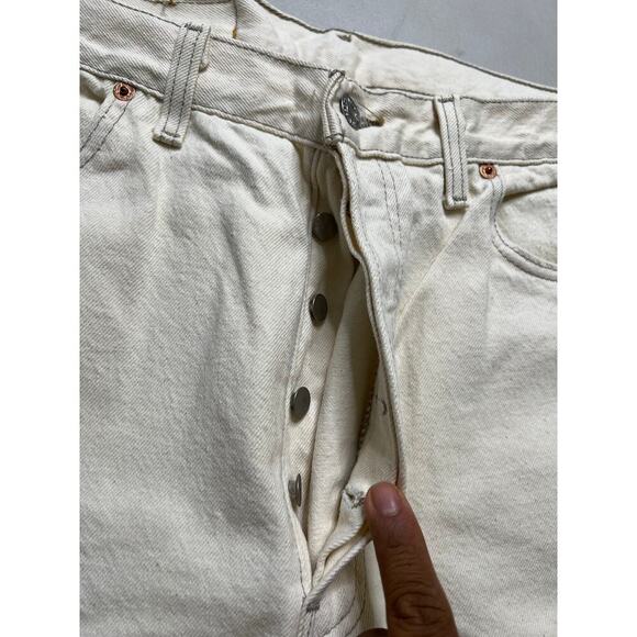Levis 501 Vintage 90s USA XX Straight Leg Jeans White Light Wash 38x30 Act 36x30 - Picture 3 of 16